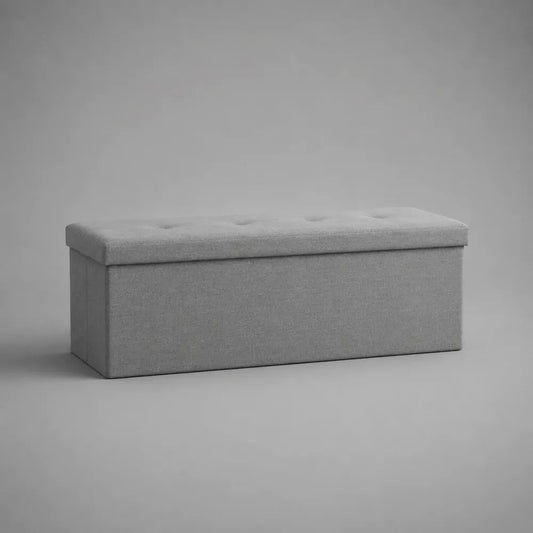 Panca contenitore pieghevole rettangolare in tessuto grigio chiaro 110 x 38 x 38 cm