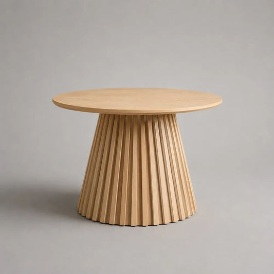 Tavolino da salotto rotondo in MDF impiallacciato rovere e legno massello, Ø 80 × H 50 cm, rovere naturale