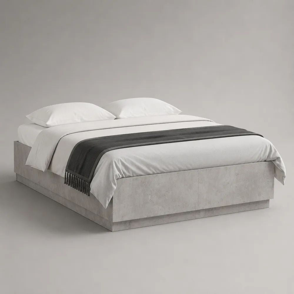 Letto matrimoniale imbottito rettangolare senza testiera in microfibra di poliestere grigio chiaro, 170 x 210 x 45 cm, per materasso 160 x 200 cm