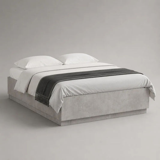 Letto matrimoniale imbottito rettangolare senza testiera in microfibra di poliestere grigio chiaro, 170 x 210 x 45 cm, per materasso 160 x 200 cm
