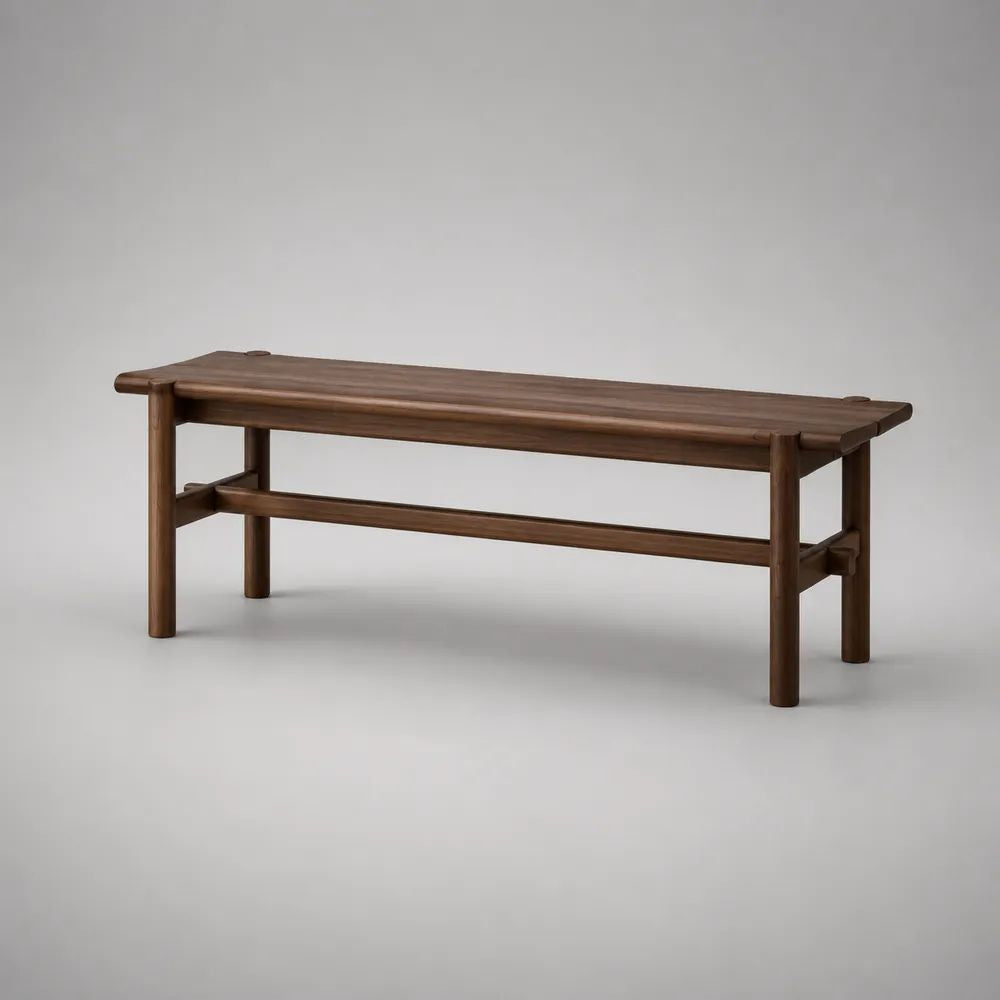 Panca rettangolare in legno massello marrone noce 120 × 35 × 45 cm