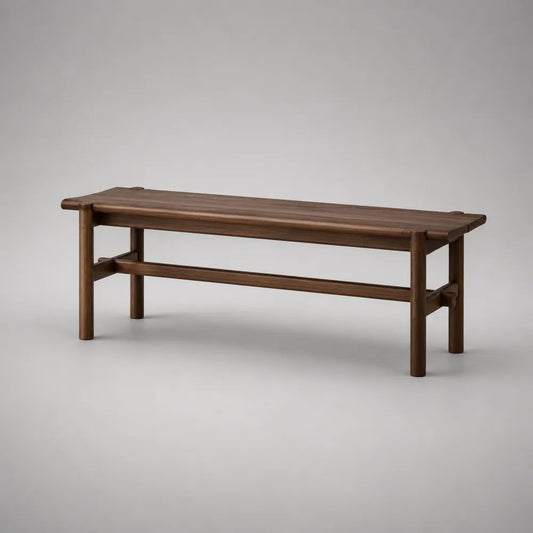 Panca rettangolare in legno massello marrone noce 120 × 35 × 45 cm